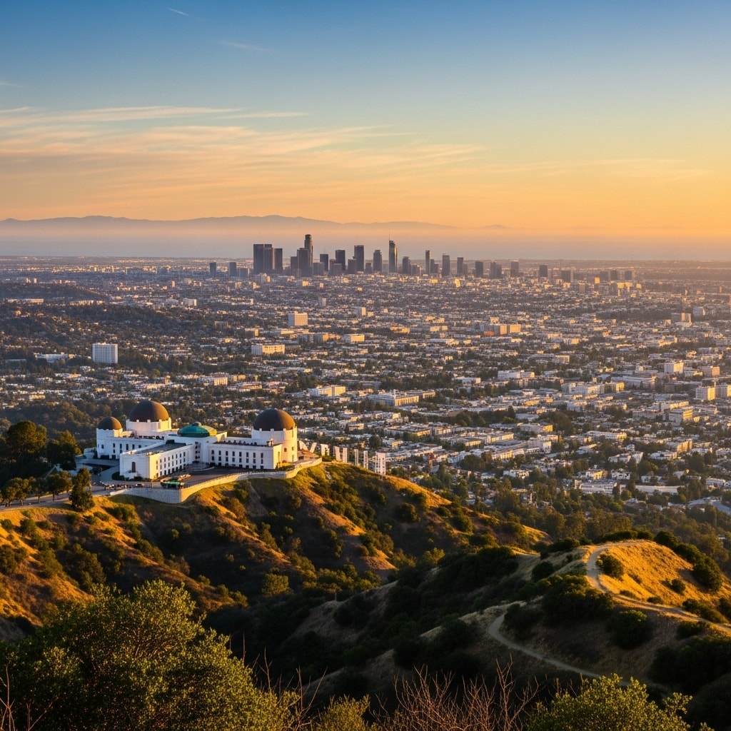 Los Angeles County neighborhoods at dusk